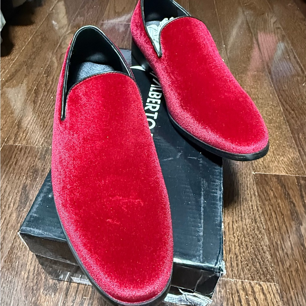 Alberto Fellini Sparko 03 Red Velvet Men's Loafers NIB